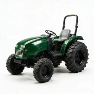 Compact utility tractor working in a field