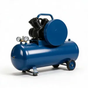 Industrial screw air compressor in a workshop